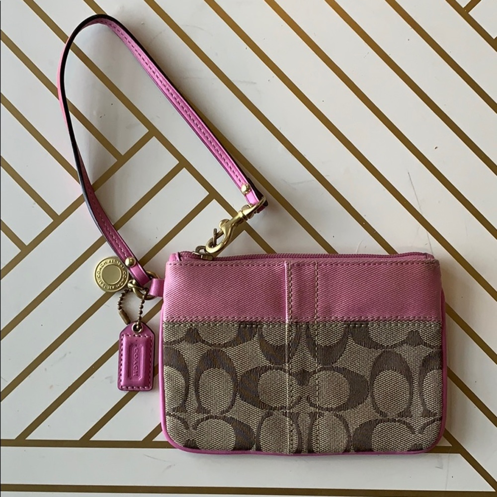 Small pink Coach wristlet